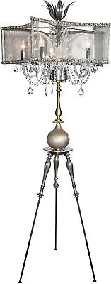 Floor Lamp Ilia Luna Bella 5-Arm Glass Chandelier Tripod Hand-Painted Pearl Iron • $5099