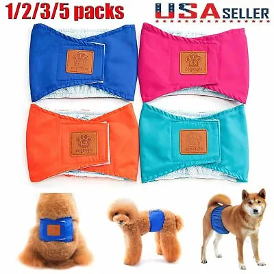 1/5pc Dog Diapers Set Pet Male Puppy Belly Wrap Elastic Band Washable Waterproof • $22.90