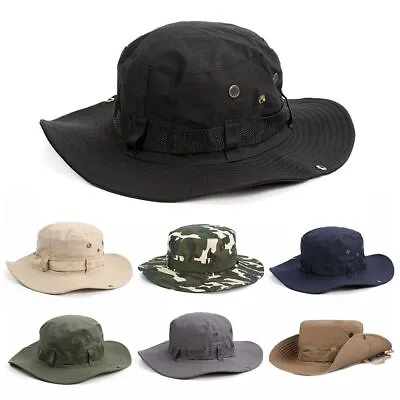 Hiking Jungle Hat Fishing Cap Sun Hat Military Boonie Hat Men's Bucket Hats • £6.54