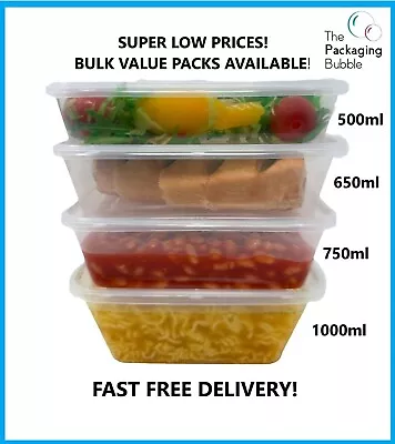 Plastic Food Containers & Lids Takeaway Microwave Freezer Safe Storage Boxes • £5.18