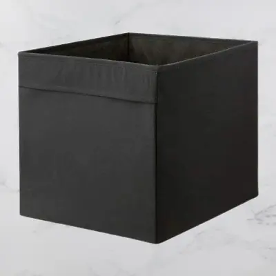 IKEA BLACK Drona Storage Box Canvas Shelf Folding Organiser Expedite Toy Boxes • £9.89