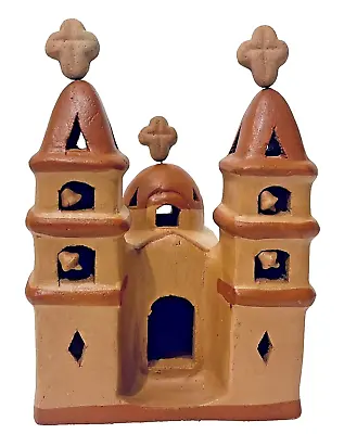 Mexican Pottery Mission Church Terracotta Clay Folk Art  Handmade Sculpture • $49