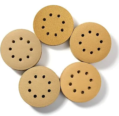 100PCS 5inch Sanding Discs 60-220 Grit Hook Loop 8-Hole Orbital Sander Paper Pad • $25.99