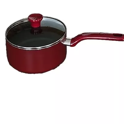 T-FAL ~ RED ~ 3 Quart SAUCEPAN W/Vented Lid ~ Non-Stick ~ Thermo-Spot Technology • $32