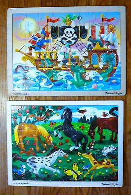 Melissa & Doug PUZZLES Education - Wooden Jigsaw Horses Frolicking + Pirates • $19.50