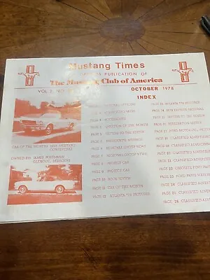 Mustang Times Magazine - Mustang Club Of America -   October 1978 • $19.99