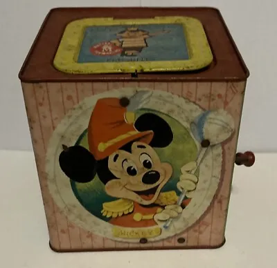 Vintage Mickey Mouse Jack In The Box Tin Toy.1960s Donald Goofy Too! • $39