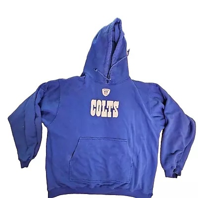 Stains* Indianapolis Colts Reebok Adult LS Hoodie Sweatshirt Large Blue O6c • $14.99