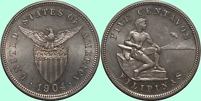 1904 US/Philippines 5 Centavos ~ Choice BU ~ Allen#4.02 ~ M621 • $100