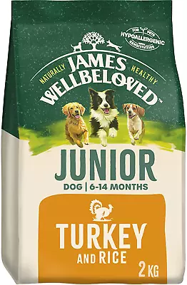 £13.99 • Buy James Wellbeloved Junior Turkey And Rice 2 Kg Bag, Hypoallergenic Dry Dog Food