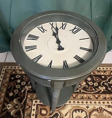 $20 • Buy Vintage Clock Side Table With Covered Glass Top