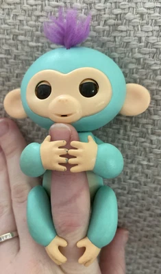$10 • Buy Zoe Fingerlings Interactive Pet Baby Monkey By Wow Wee Turquoise Missing Back