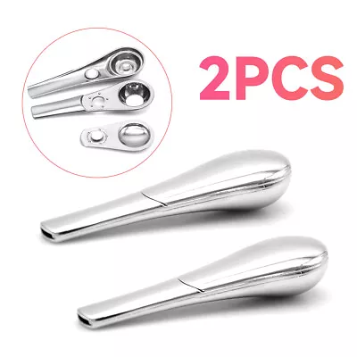 2x Portable Magnetic Metal Spoon Smoking Pipe Silver With Gift Box- FAST SHIP US • $15.67