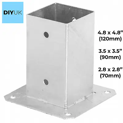 Heavy Duty Galvanised Bolt Down SQUARE POST Fence Foot Base Support • £5.89