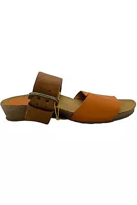 Sergio Tomani Leather Buckle Slide Sandals Ursula Naranja/Miel • $47.99