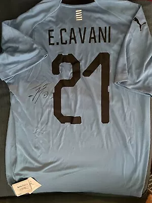 Uruguay Edinson Cavani Autographed Signed L Puma Jersey JSA COA BNWT #2 • £321.70