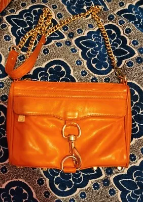 Rebecca Minkoff Orange Leather Crossbody Mac Bag Gold Hardware • £27.02