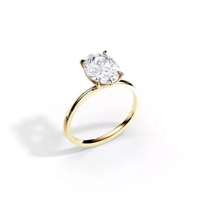 2.03 Oval Solitaire Diamond Ring Lab Grown Diamond IGI Certified 18k Yellow Gold • $1495