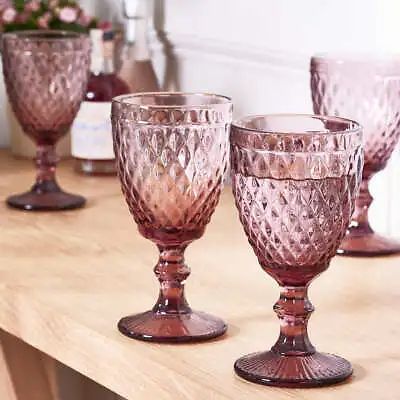Vintage Red White Wine Drinking Goblets Rouge Coloured Glasses Set 300ml Drinks • £14.99