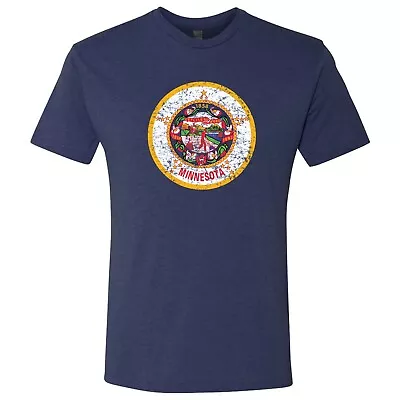 Minnesota Flag State Pride Hometown Triblend Mens T-Shirt - Vintage Navy • $28.99