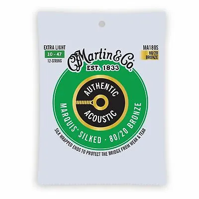 Martin MA180S Authentic Acoustic Marquis Silked 12-String Guitar Strings 10-47 • $12.99