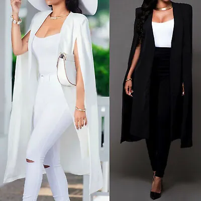 Womens Loose Long Cloak Cape Blazer Suit Jacket Fashion Coat Trench Outwear • $20.77