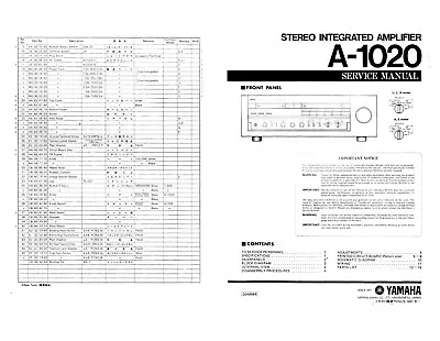 Service Manual Instructions For Yamaha A-1020 • $11.29