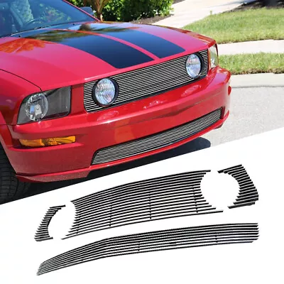 Fits 2005-2009 Ford Mustang GT V8 Chrome Billet Grille Insert Upper Bumper Grill • $102.99