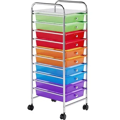 10 Drawer Storage Cart Rolling Plastic Organizer With Wheels Office School Used • $29.99