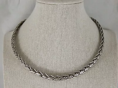 Estate HEFTY Sterling Silver Intricate Woven Collar Necklace/ #2514 • $35