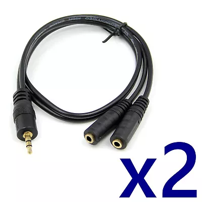 ( Pack Of 2 ) 3.5mm 3.5 Stereo Jack Male Splitter Audio Y Cable Lead For Speaker • £3.40