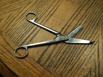Vintage Haslam Angled Medical Dental Scissors - 7-5/16  Long   USA    Chromium • $12.99