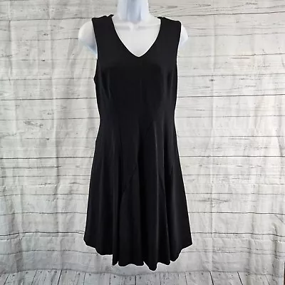 Cabi 3649 Womens Performance Dress Sz Small Solid Black Sleeveless V-Neck • $13.79