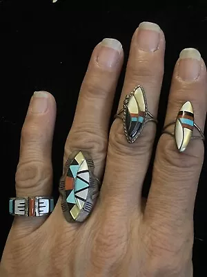 Ray Jack Navajo Sterling Multi-Stone Inlay Ring Size 7 Hallmarked • $130