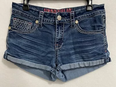 $14.99 • Buy Hydraulic Lola Mid-Rise Cuffed Flap Pockets Jean Shorts Blue Women's Size 11/12