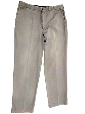 Haggar Men's Select No-Iron Slider Waist 100% Cotton Green Casual Pants 40x32  • $16.99