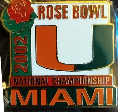 NCAA University Of Miami Hurricanes 2002 Rose Bowl National Championship Pin • $9.99