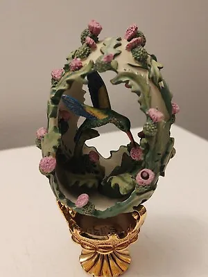 House Of Faberge Hummingbird Egg With Purple Flowers & Stand Jewels In The... • $13.29
