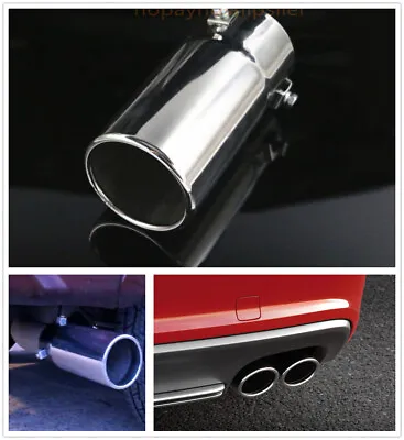 Universal 3  Stainless Steel Car Rear Round Exhaust Pipe Tail Muffler Tip Cover • $14.99