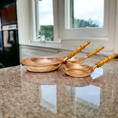 3 Double Single Handle Mexican Copper Frying Pot Pans 3 Sartenes Cobre Mexicano • $190