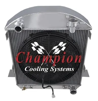 3 Row AL Champion Radiator W/ 16  Fan For 1917 - 1927 Ford T-Bucket Chevy Config • $314.97