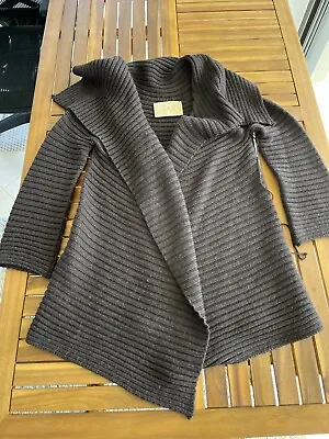 $29.50 • Buy Annette Gortz Merino Wool Cardigan Sweater M Shawl Collar Brown Jacket Germany