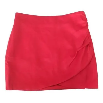 $24 • Buy Zara Mini Skirt Size XS Red Tulip Hem Side Zip Ruched Side Festival NEW