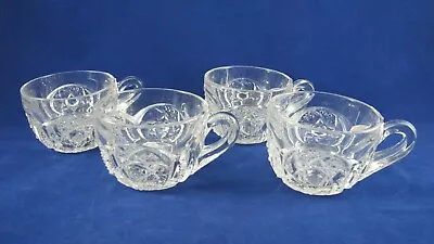 COFFEE Or TEA CUPS  Set Of 4 Clear Pressed Glass • $12.75