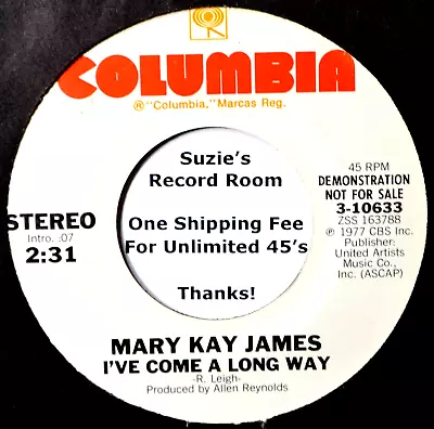 Mary Kay James I've Come A Long Way DJ EX Country Western Female Voc 45 7  Vinyl • $3.95