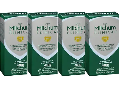 4 X Mitchum Men Clinical Unscented Soft Solid Antiperspirant Deodorant 1.6oz NEW • $60.43