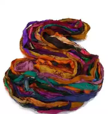 Recycled Sari Silk Ribbon Multi Mix Jewel Tones-For Project Work -200Gram • $16.50