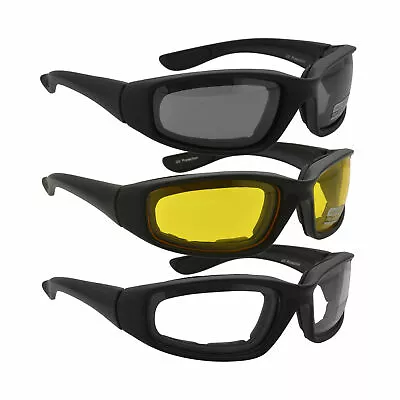 3x Day/Night Driving Riding Padded Glasses Motorcycle Sunglasses Cycling Eyewear • $9.30