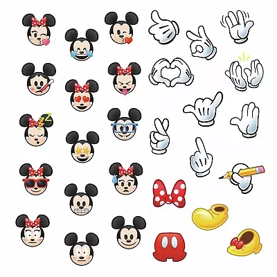 MICKEY MINNE MOUSE 29 EMOJIS Wall Decals Room Decor Stickers EMOJI Face Hand Bow • $9.95