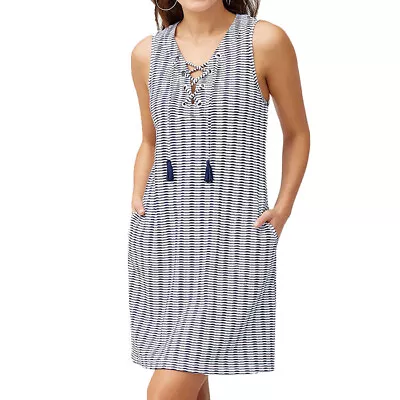Tommy Bahama Island Cays Stripe Spa Dress Coverup White Small • $79.99